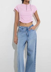 newme Pink Ruched Crop Top
