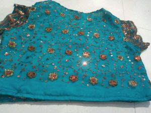 Teal Embellished Blouse/crop top