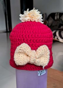 Handmade Crochet Hat with Bow