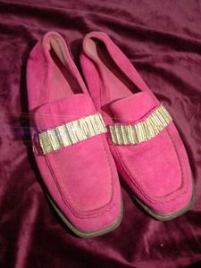 Pink Embellished Loafers