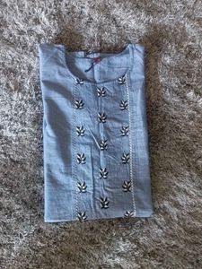 Blue Embroidered Tunic Top New!!!!