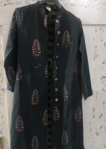 Pure Linen Hand Block Printed Long Jacket