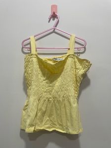 Butter Yellow Korean Ruffle Top
