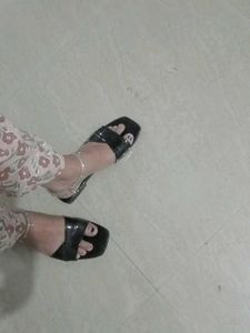 Black Heeled Slide Sandals