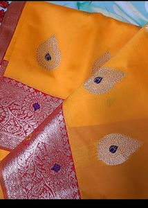 Yellow Saree With Red Border
