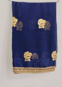 Elegant Blue Floral Saree