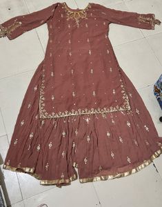 Elegant Brown & Gold Embroidered Indian Outfit