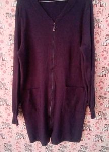 Black Long zipper cardigan