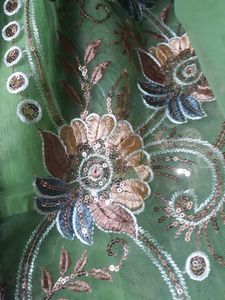 Green Net Saree
