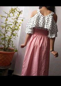 Polka Dot Top Pink Maxi Dress