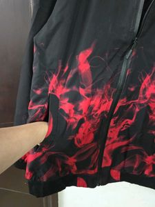 Black &amp; Red Graphic Bomber Jacket size M