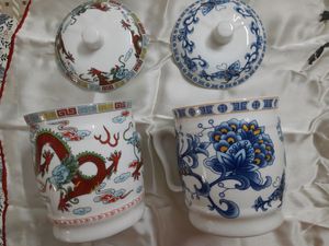 VINTAGE BHUTANESE and TIBETAN  MUGS