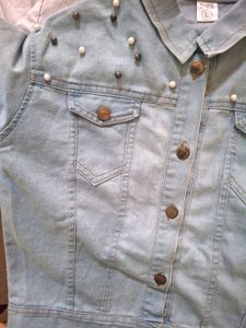 Pearl Embellished Denim Jacket