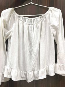 White Ruffle Top