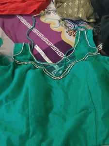 Green Embellished Saree &amp; Blouse