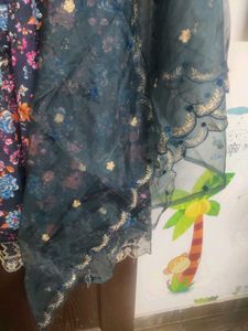 Floral Print Dress with Embellished Neckline