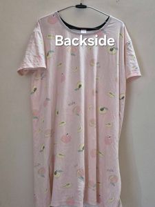 Peach Print Oversized T-Shirt Dress