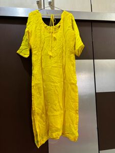 Festive Yellow Organza Kurta N Pants