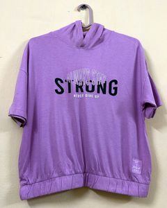 Purple Graphic Print Hoodie