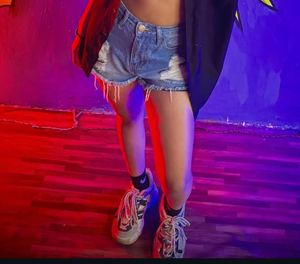 blue ripped shorts
