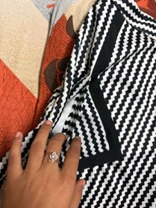 Black &amp; White Striped Mini Skirt