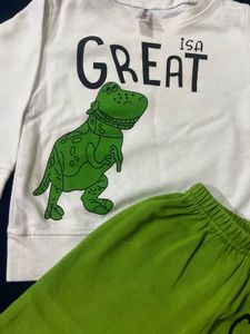 Baby Boy White and green Cord Set