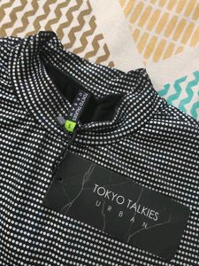 Tokyo Talkies Women Black Choker Neck Sheath Dress