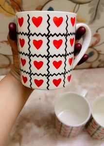 Heart Print Ceramic Mugs