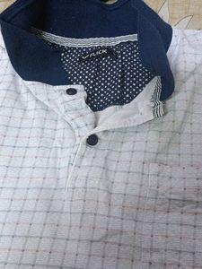 White Tshirt With Navy Blue Collar (Boys)