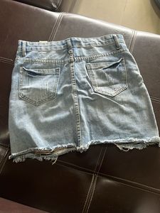 Distressed Denim Mini Skirt