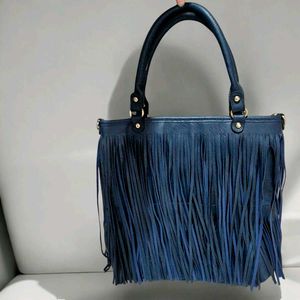 Blue Fringe Tote Bag