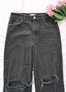 Zara Ripped Wide Long Jeans