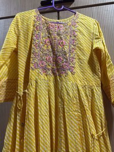 Yellow Embroidered Kurta