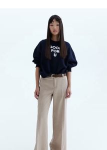 Beige Wide Leg Trousers
