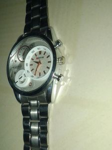 Mens Metallic Silver Watch