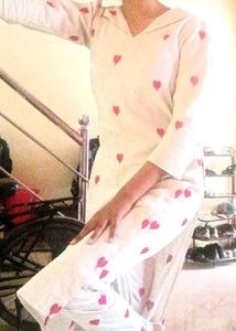 Heart Print Casual Kurti