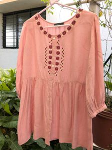 Peach Embroidered Top