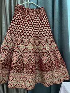 Elegant Maroon Velvet Lehenga Skirt