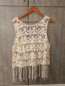 Floral Crochet Fringe Tank