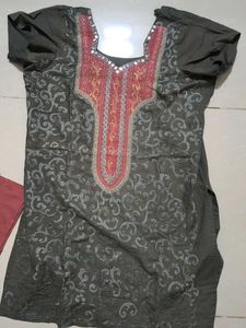 Grey Embroidered Kurta Set