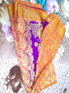 Kanjevaram Pattu Silk Saree With Blouse Stitched