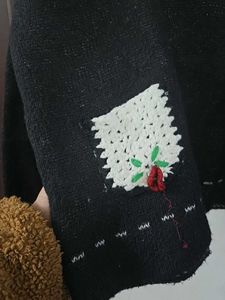 Cute Embroidered Knit Sweater fits S/M
