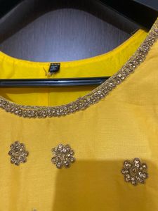 Its Mango Yellow Colour With Blue Dupatta