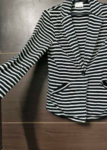 Black &amp; White Striped OvercoaT