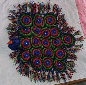 Handmade Crochet Peacock Table Art