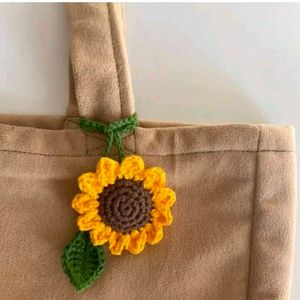 Crochet Sunflower Tote Bag Charm