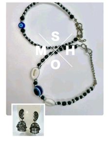 Combo Of Evil Eye Anklet & Earring Set