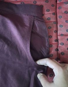 New Libas Silk Blend Burgundy Kurta Set (XXL)