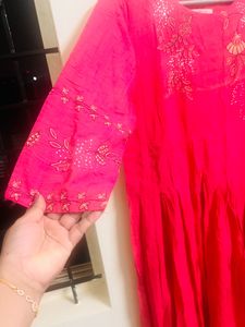 Pink Embroidered Kurti with Dupatta