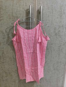 Pink Printed Tie Up Kurti